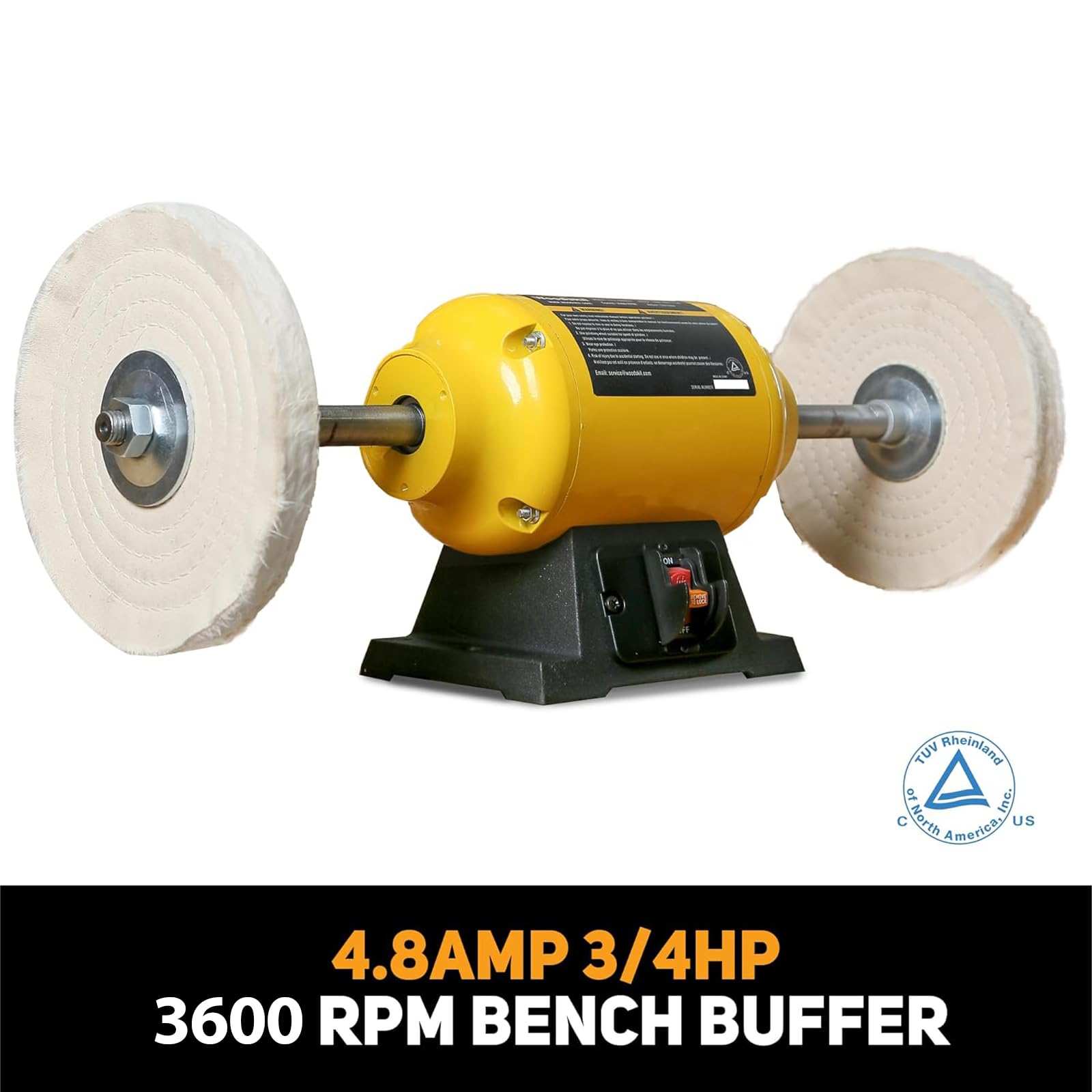 Woodskil bench polisher with ball-bearing shafts supports steady polishing of large pieces