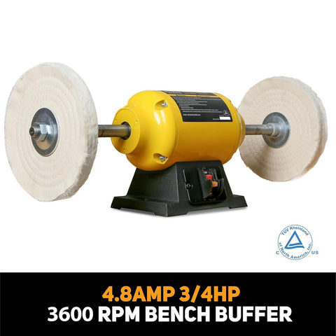 Woodskil bench polisher with ball-bearing shafts supports steady polishing of large pieces