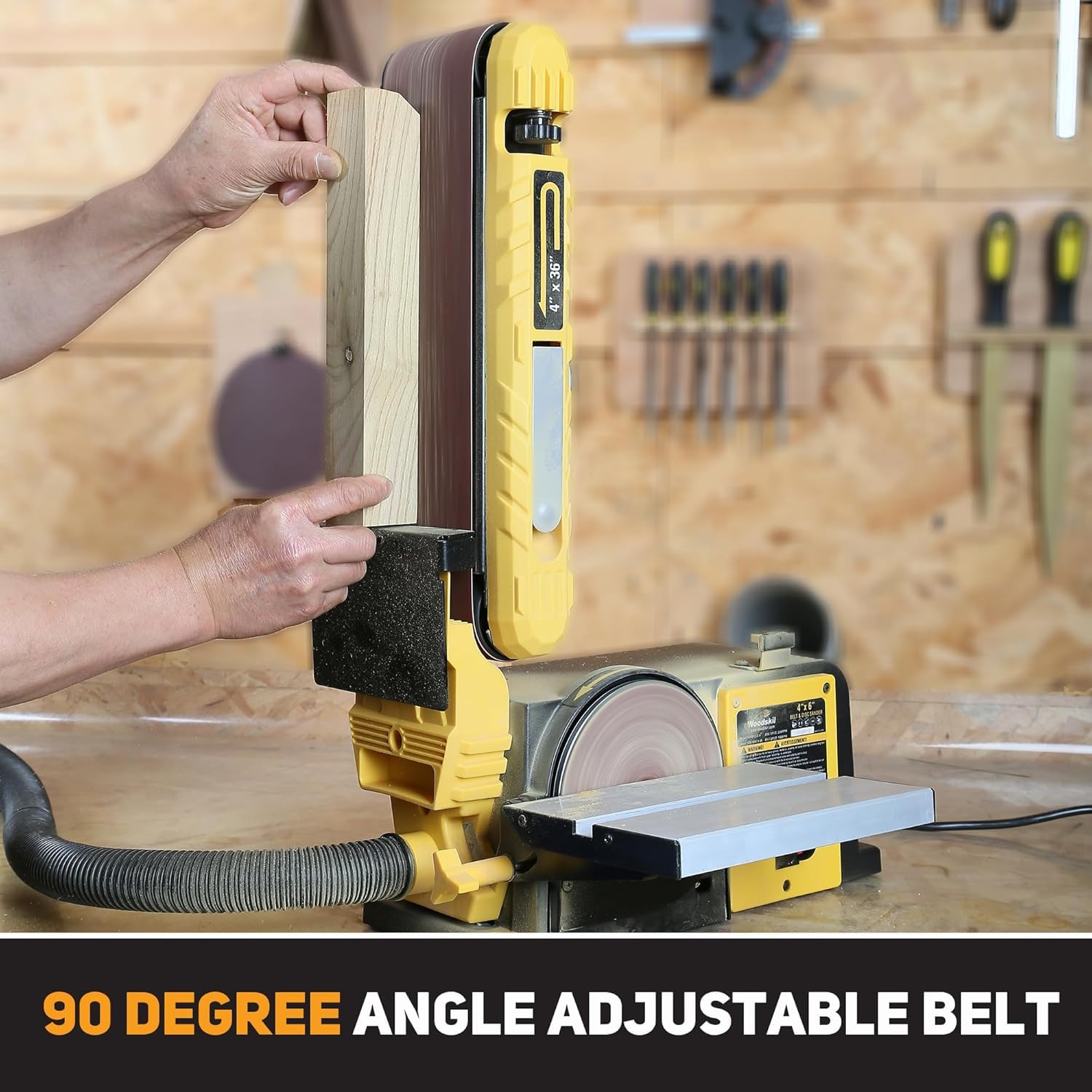 Woodskil sander belt replacement demonstrates quick belt change workflow