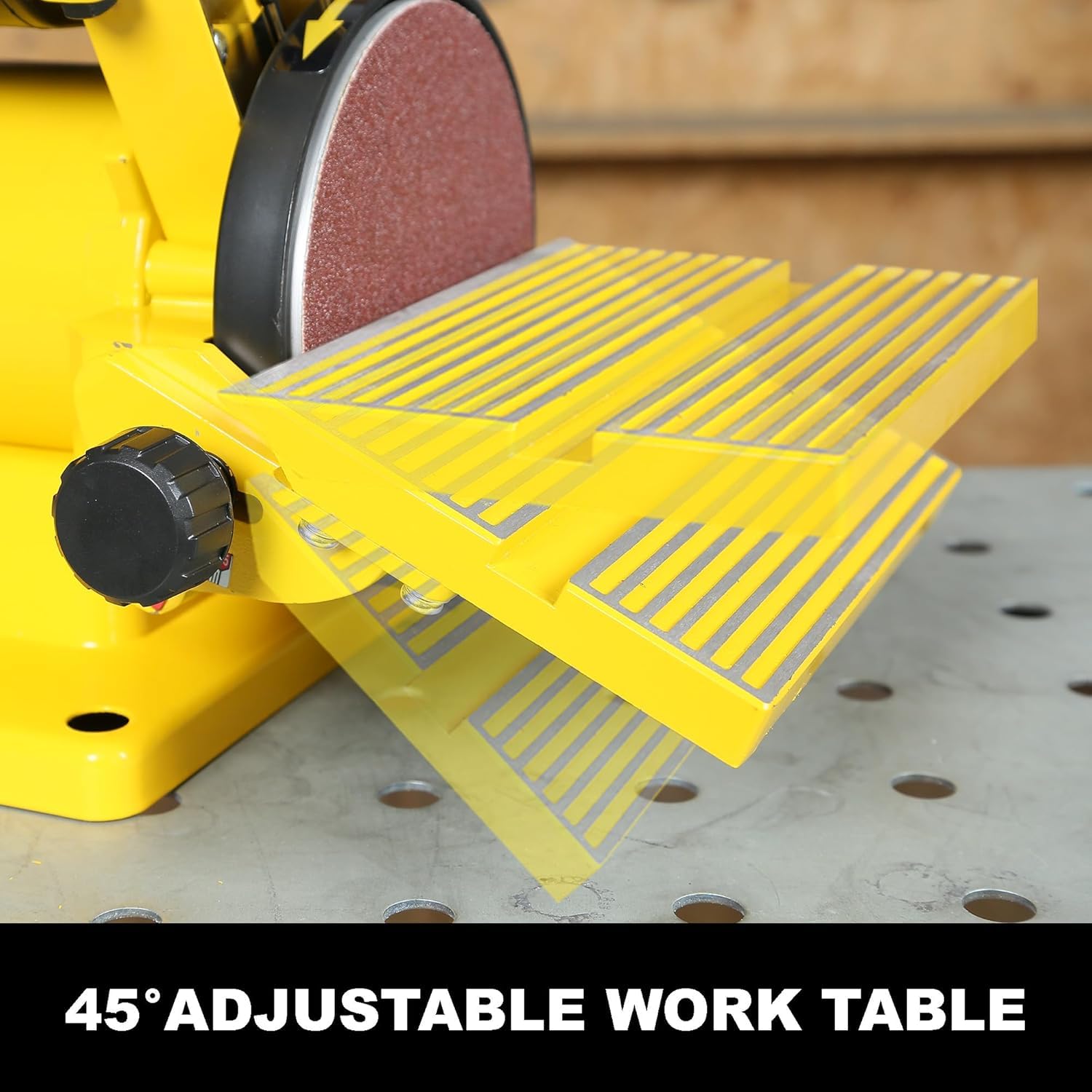 Woodskil belt tension adjust keeps belt aligned for consistent results.