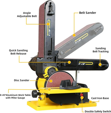 Woodskil sander with steel base provides a stable work surface.