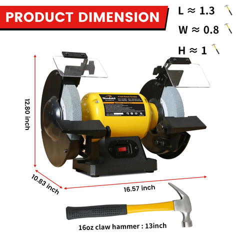 Woodskil bench grinder adjustable worktable enables precise angles.