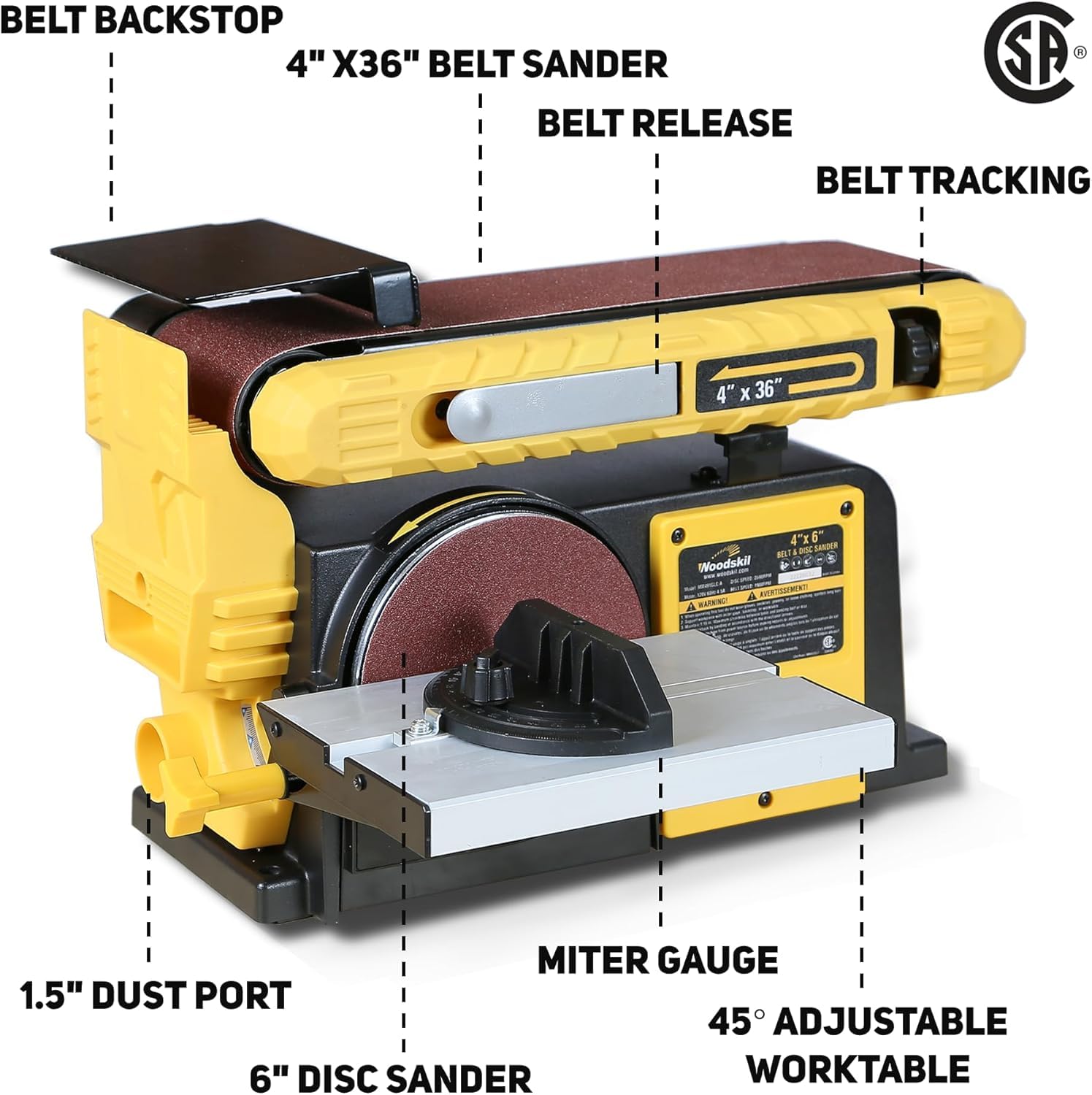 Woodskil disc sander with miter gauge for accurate corner shaping