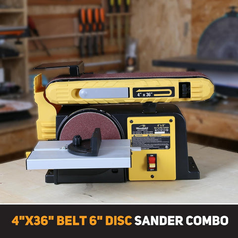 Woodskil sander in a well-equipped workshop setup