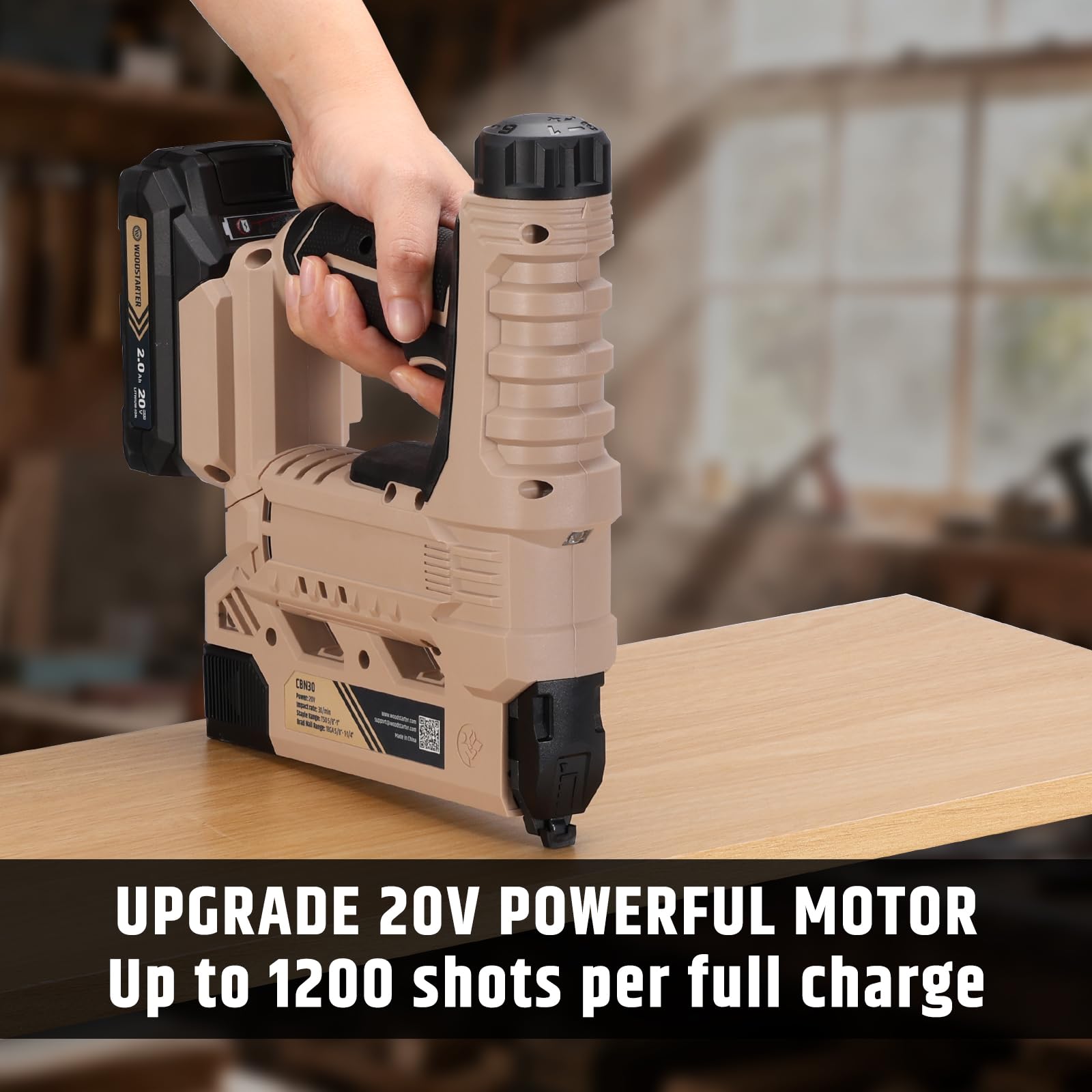 WoodStarter 30-shot transparent magazine allows quick nail checks during loading.