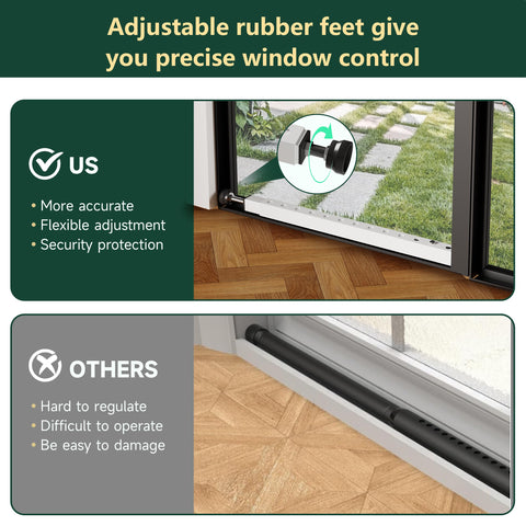 WooFog vertical window bar in use with adjustable range for diverse openings