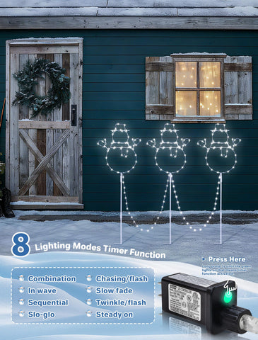 Woohaha Snowman Stake installation shown for easy ground mounting in any yard