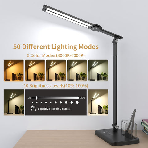 Woputne desk lamp height adjustable from 38 to 56 cm for a comfortable setup.