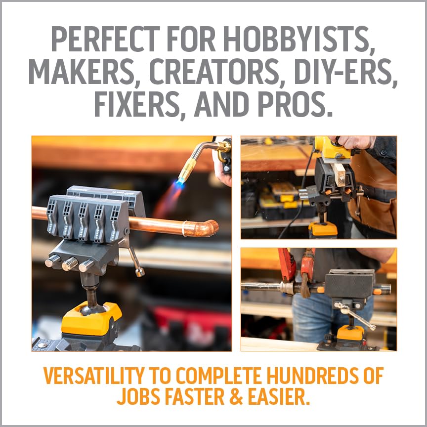 WORK IQ TOOLS woodworking vise in action for precise cuts and carving.