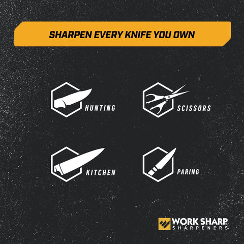 Medium diamond plate on Work Sharp benchstone restores dull edges (400 grit).