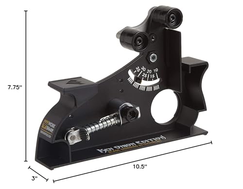 WORK SHARP blade grinder in a home workshop demonstrates practical blade maintenance.