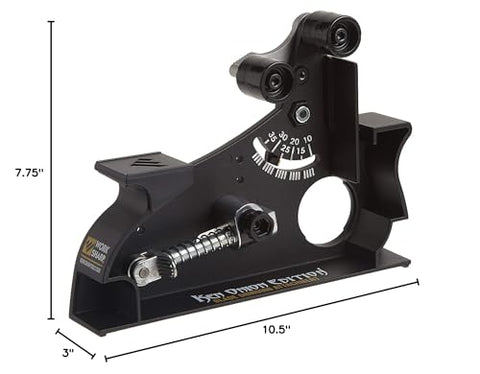 WORK SHARP blade grinder in a home workshop demonstrates practical blade maintenance.