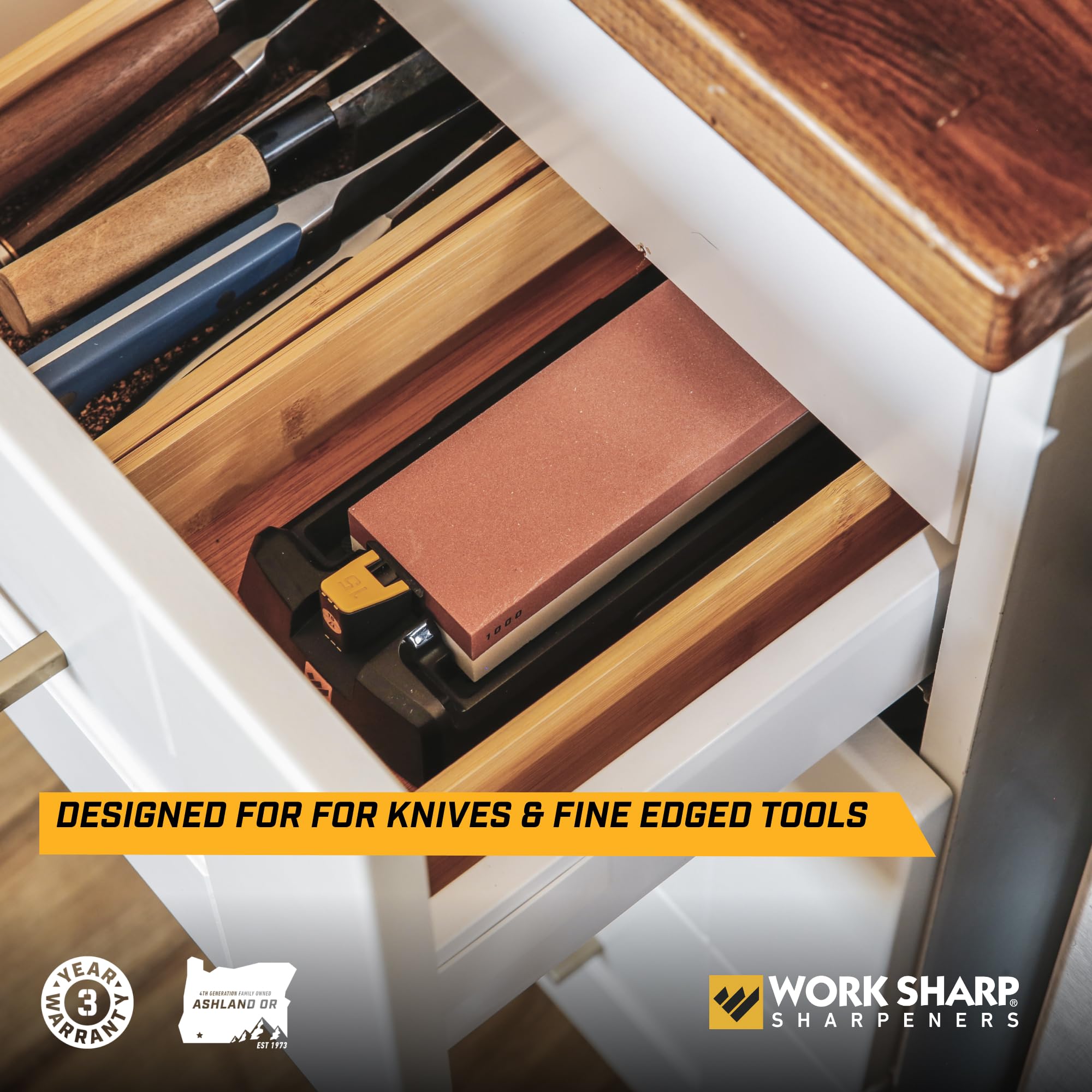 Work Sharp honed edge demo highlights dual grit performance.