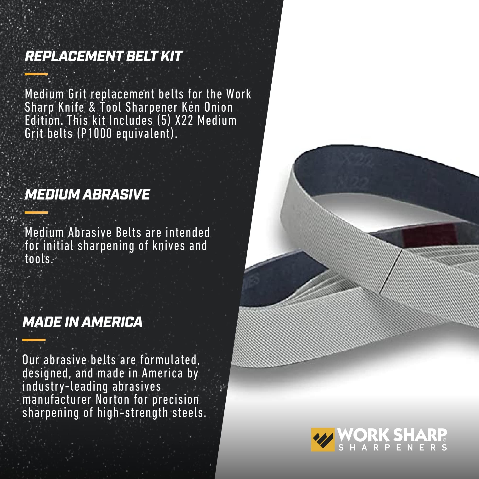 WORK SHARP WSSAKO81119 belts rolled neatly, ready for fast sharpening sessions.