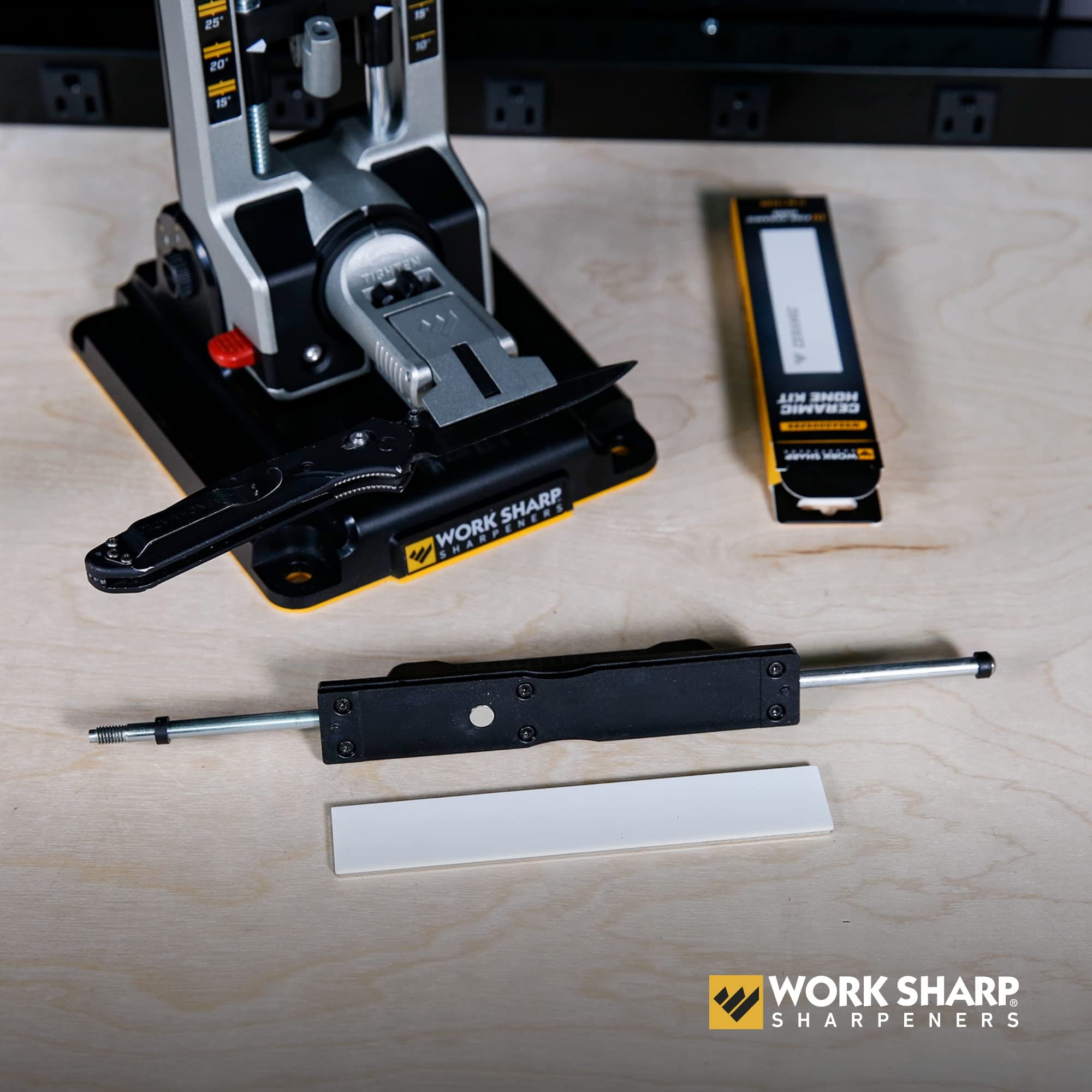 Work Sharp hone kit packaging showing the replacement plate for the precision adjust.