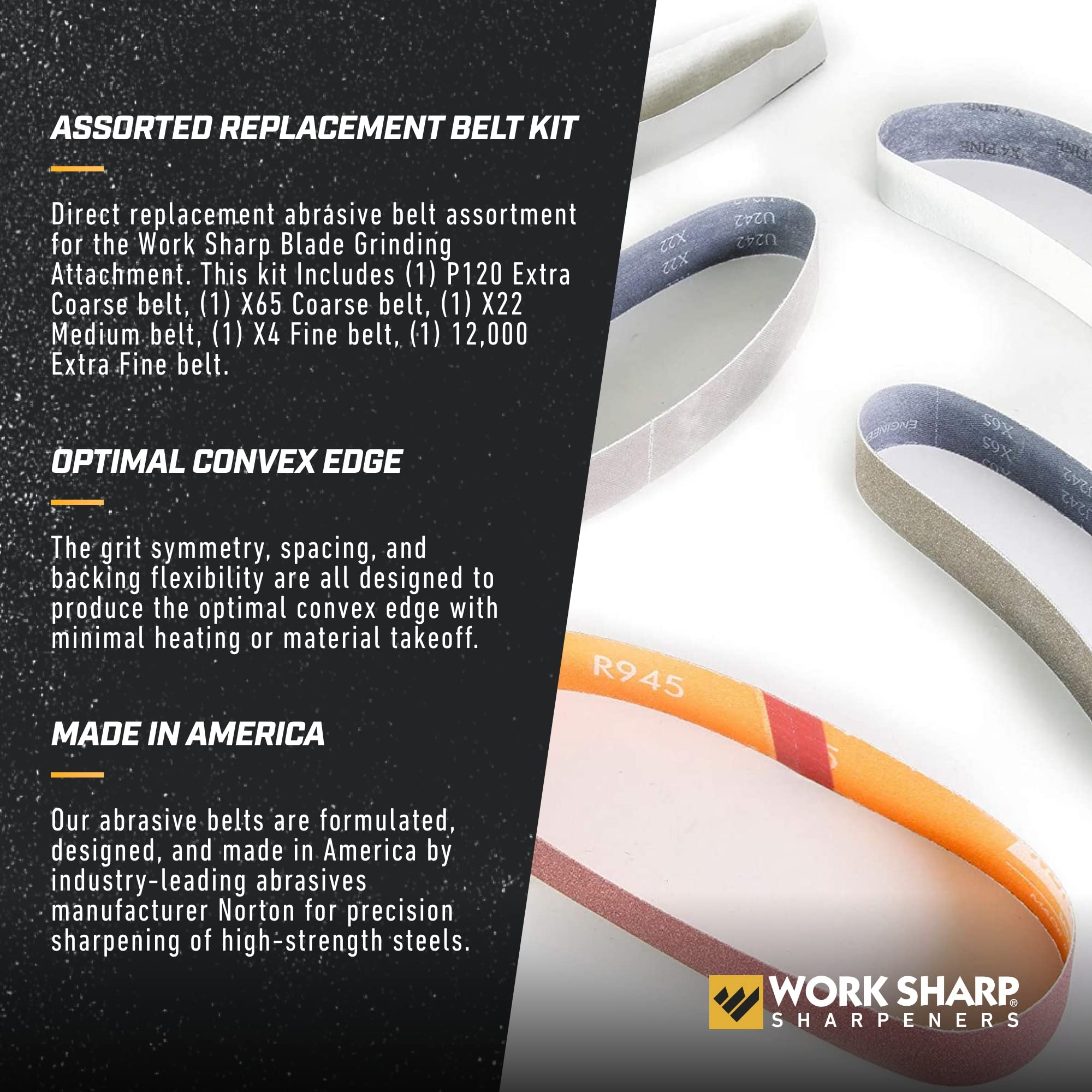 Work Sharp WSSAKO81115 X65 coarse Norton Norax belt for aggressive edge creation