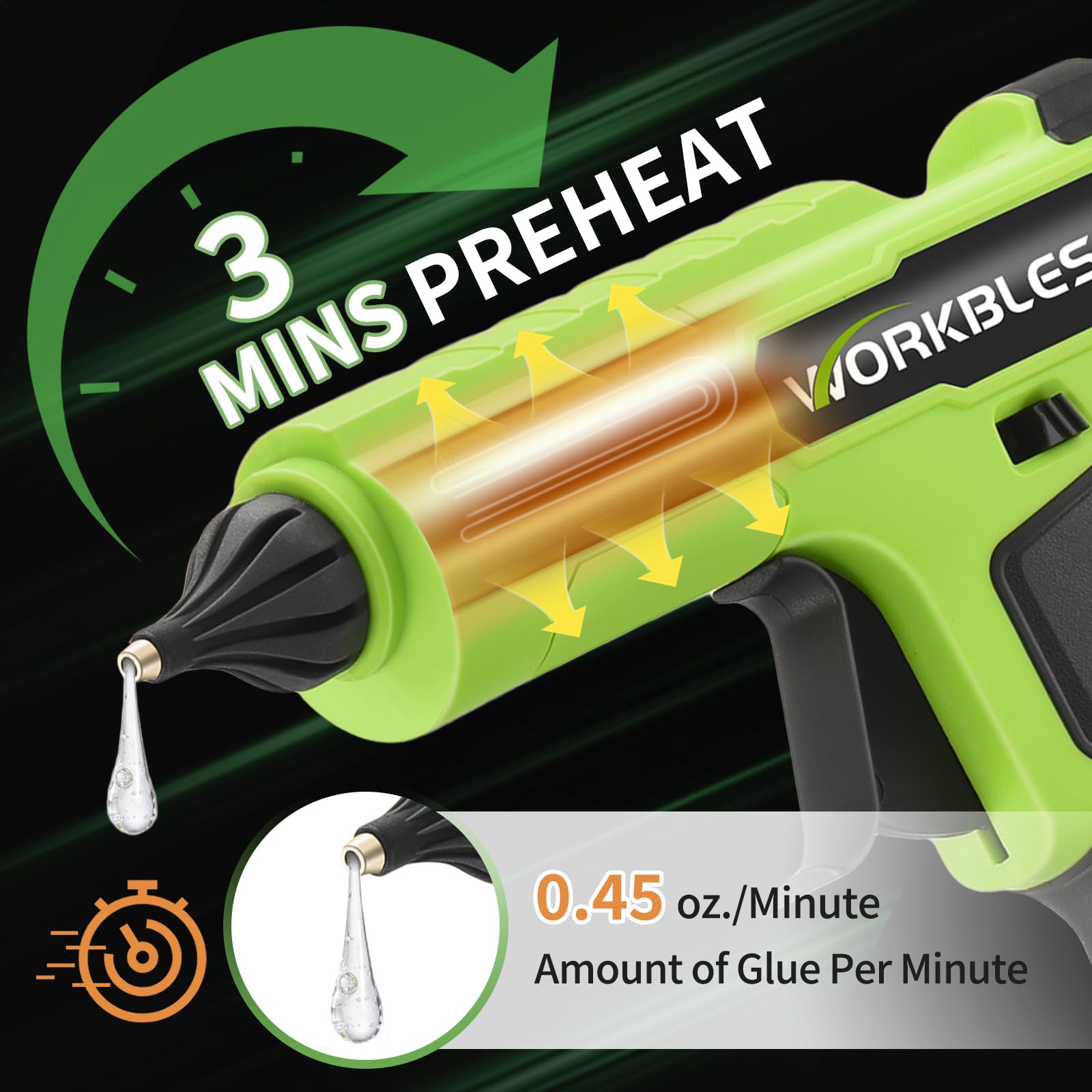 WorkBless fast charger for rapid battery recharge between projects.