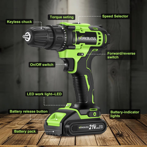 WorkBless 21V battery delivering lasting power for DIY projects