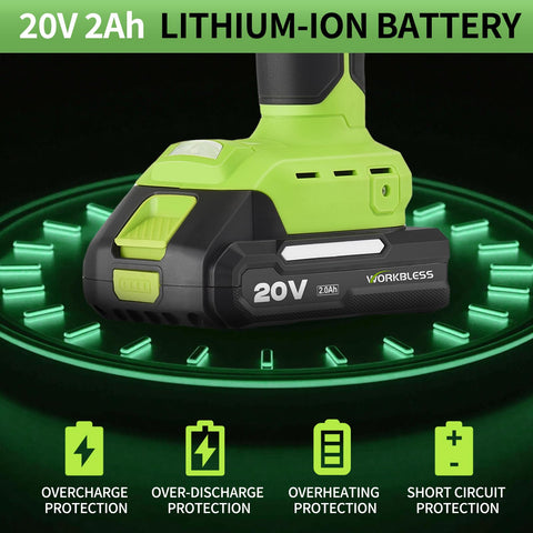 WorkBless 20V battery powers cordless glue gun for movement-free bonding.