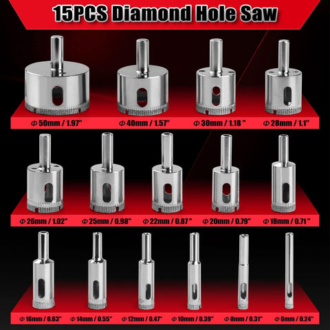 WORKEASE Hole saw assembly showing adjustable sizes for diverse materials.