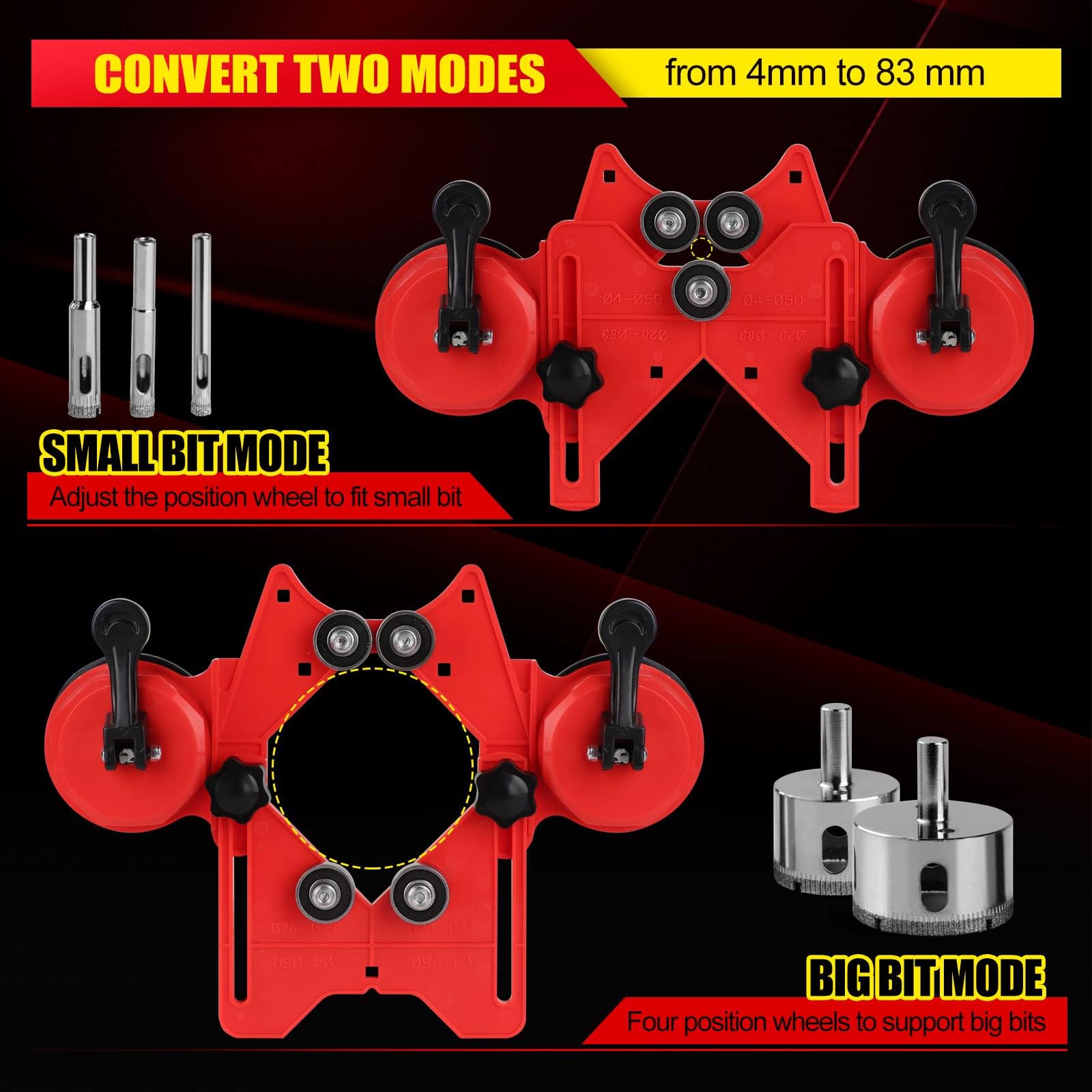 WORKEASE Tile hole saw sizes range 4-83 mm for flexibility.
