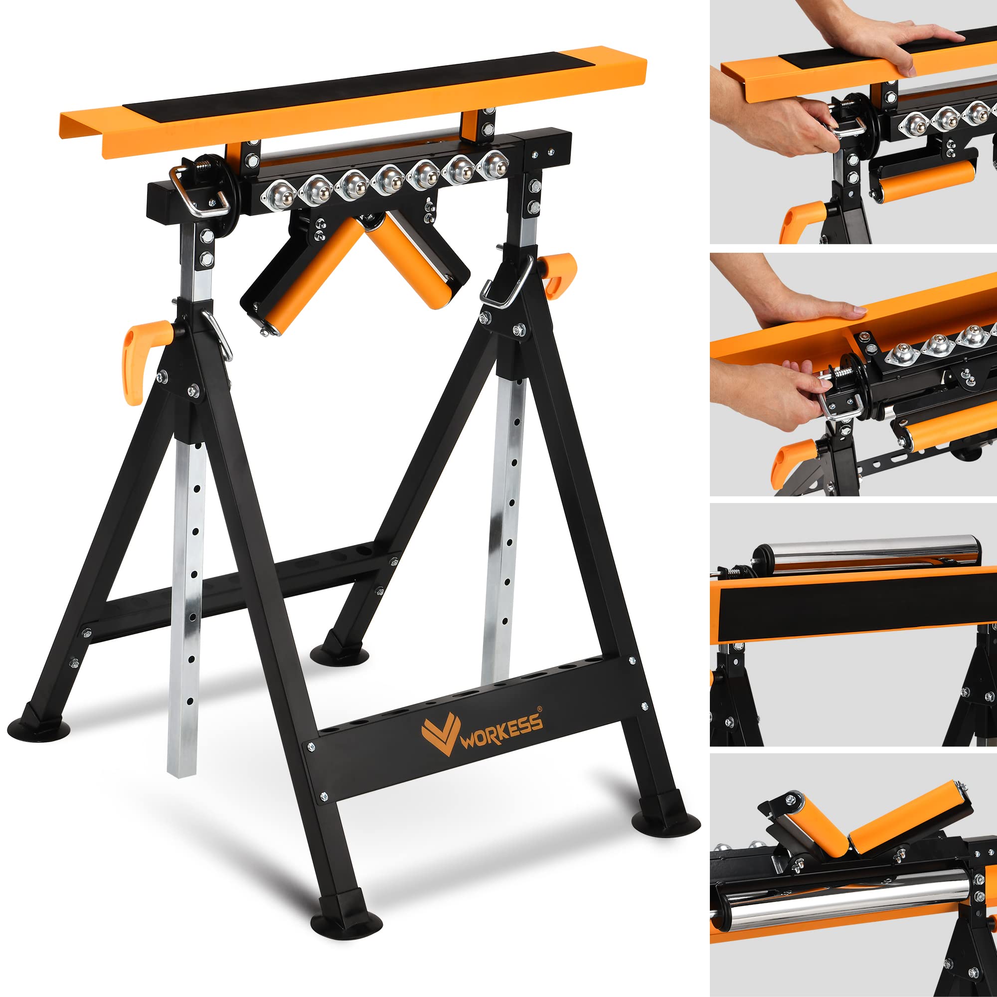 WORKESS 4-in-1 roller stand supporting large boards up to 440 lbs for stable feeding