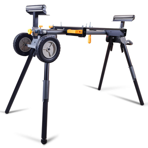 WORKESS Deluxe miter saw stand cross support secures saw on varying patterns