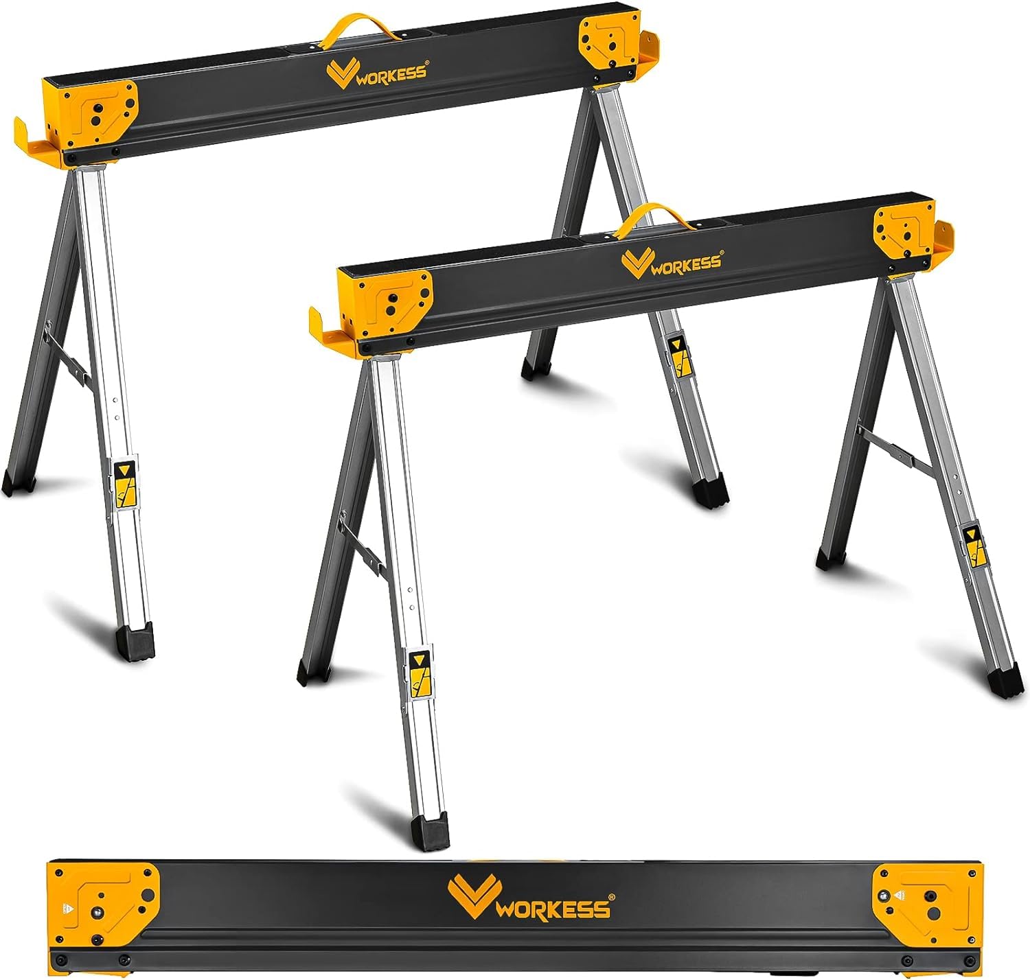 WORKESS Saw Horses folding legs enable quick setup for on-site projects