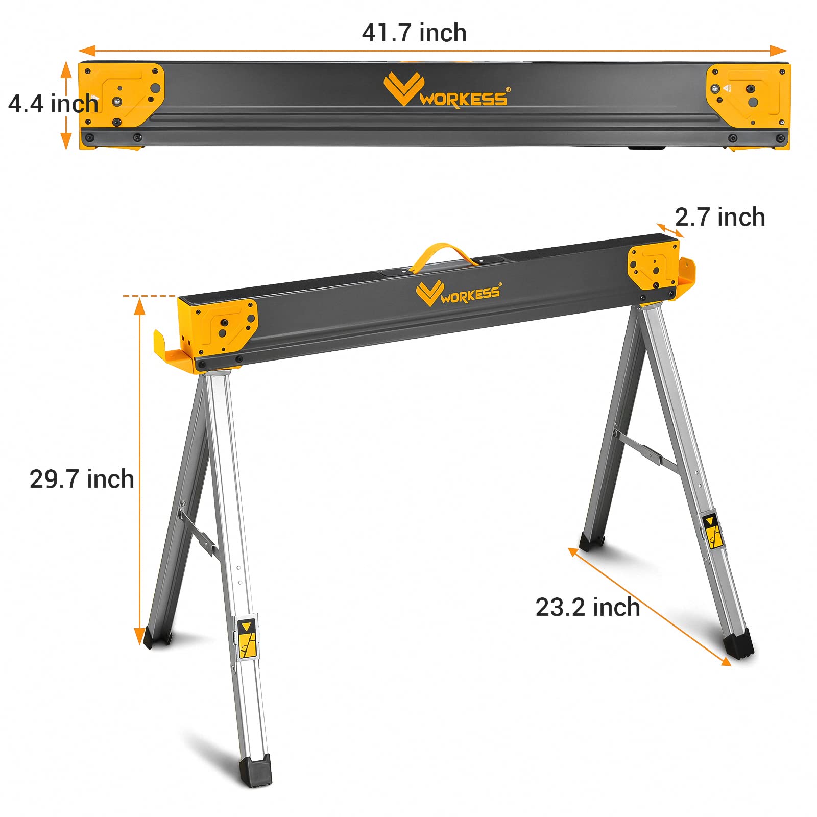 WORKESS Saw Horses steel frame provides rugged stability for demanding tasks