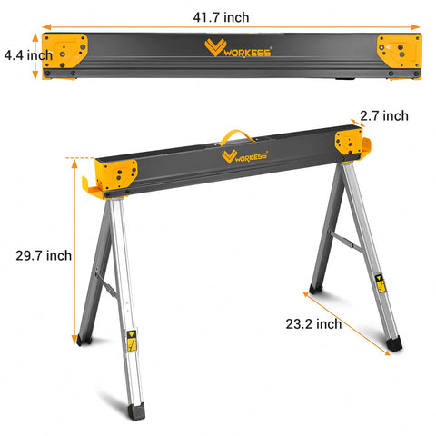 WORKESS Saw Horses steel frame provides rugged stability for demanding tasks