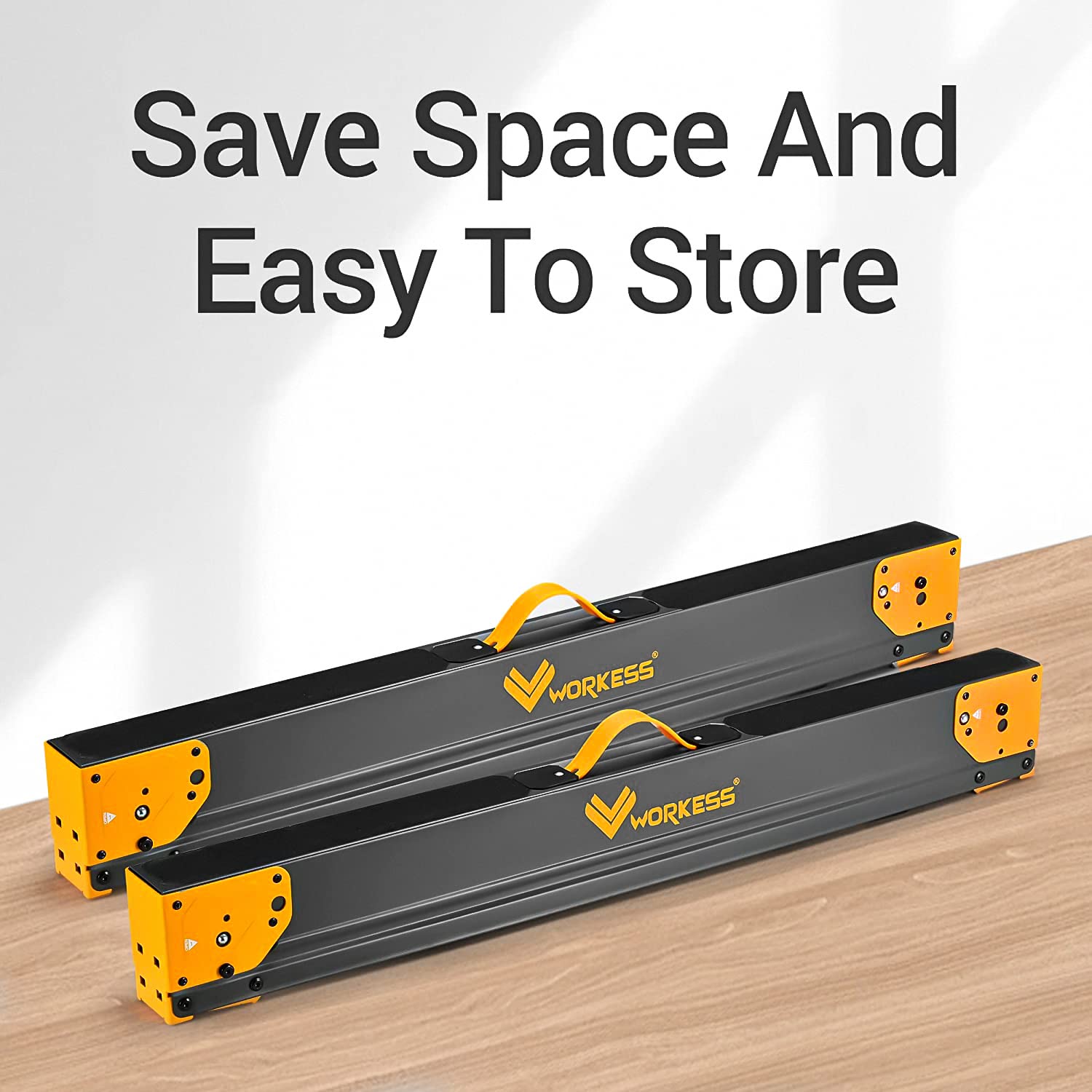 WORKESS Saw Horses stable on uneven ground with swivel legs
