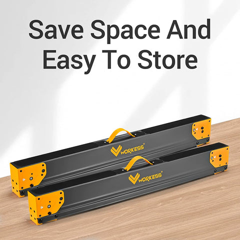 WORKESS Saw Horses stable on uneven ground with swivel legs