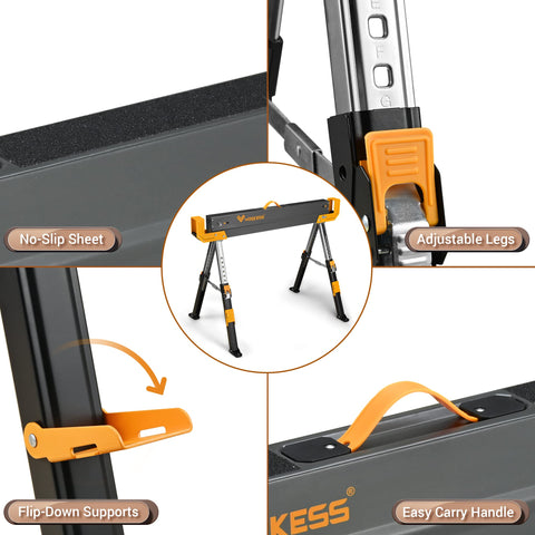 WORKESS two-pack with 2600 lbs capacity supports heavy workpieces.