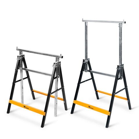WORKESS saw horses 2-pack folded flat for easy storage and transport.