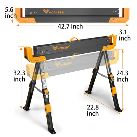 WORKESS heavy-duty steel body provides stable support for tough tasks.