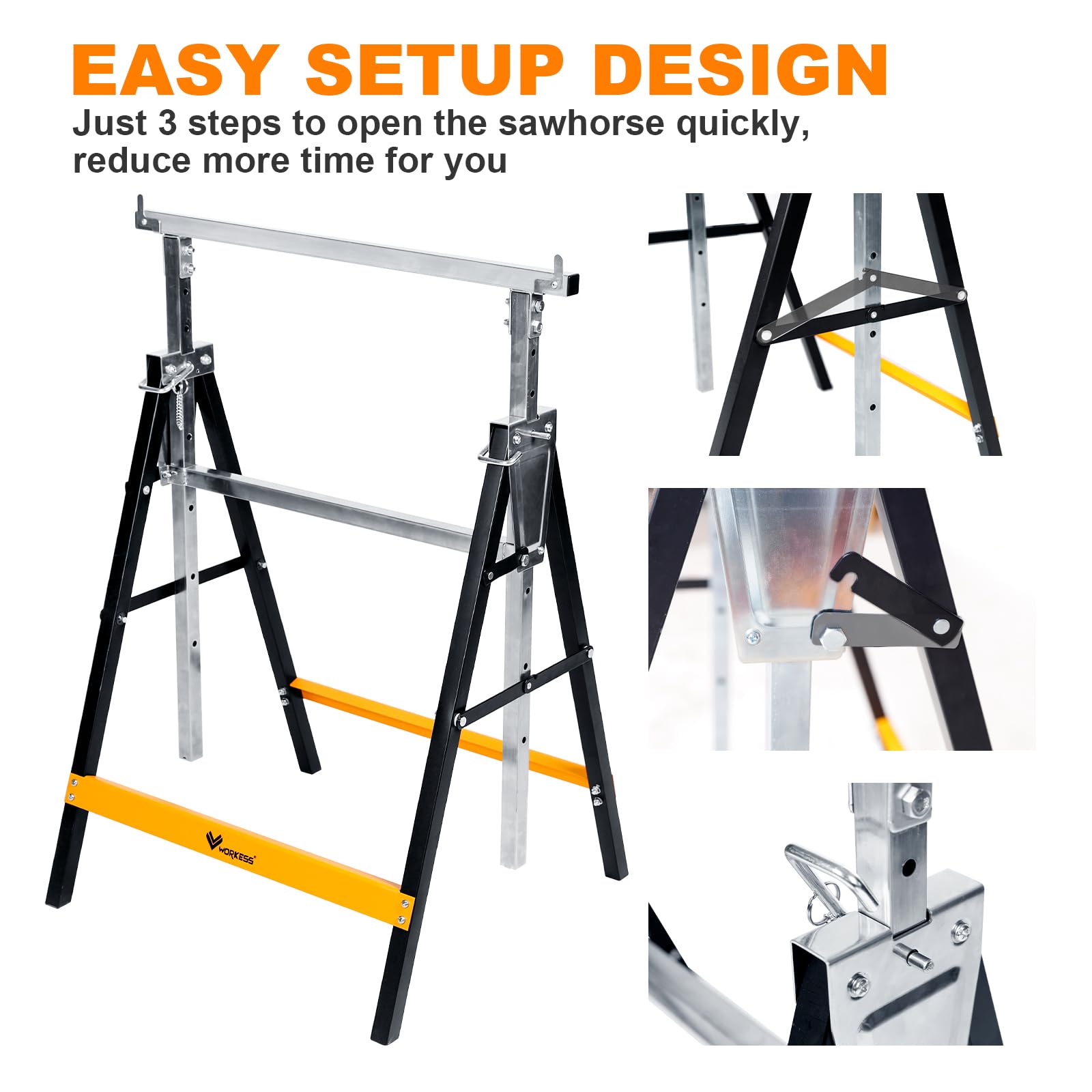 WORKESS stable triangular frame minimizes wobble during use.