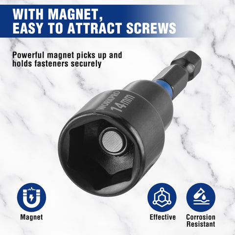 Impact socket adapters 1/4, 3/8, 1/2 for versatile drive options
