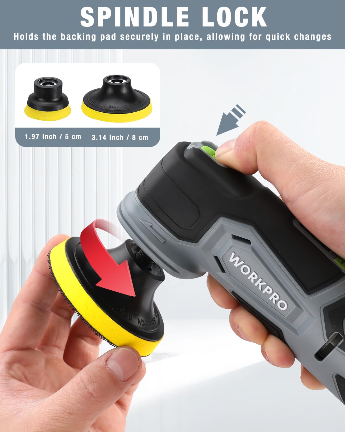 WORKPRO 1-hour fast charger paired with the polisher