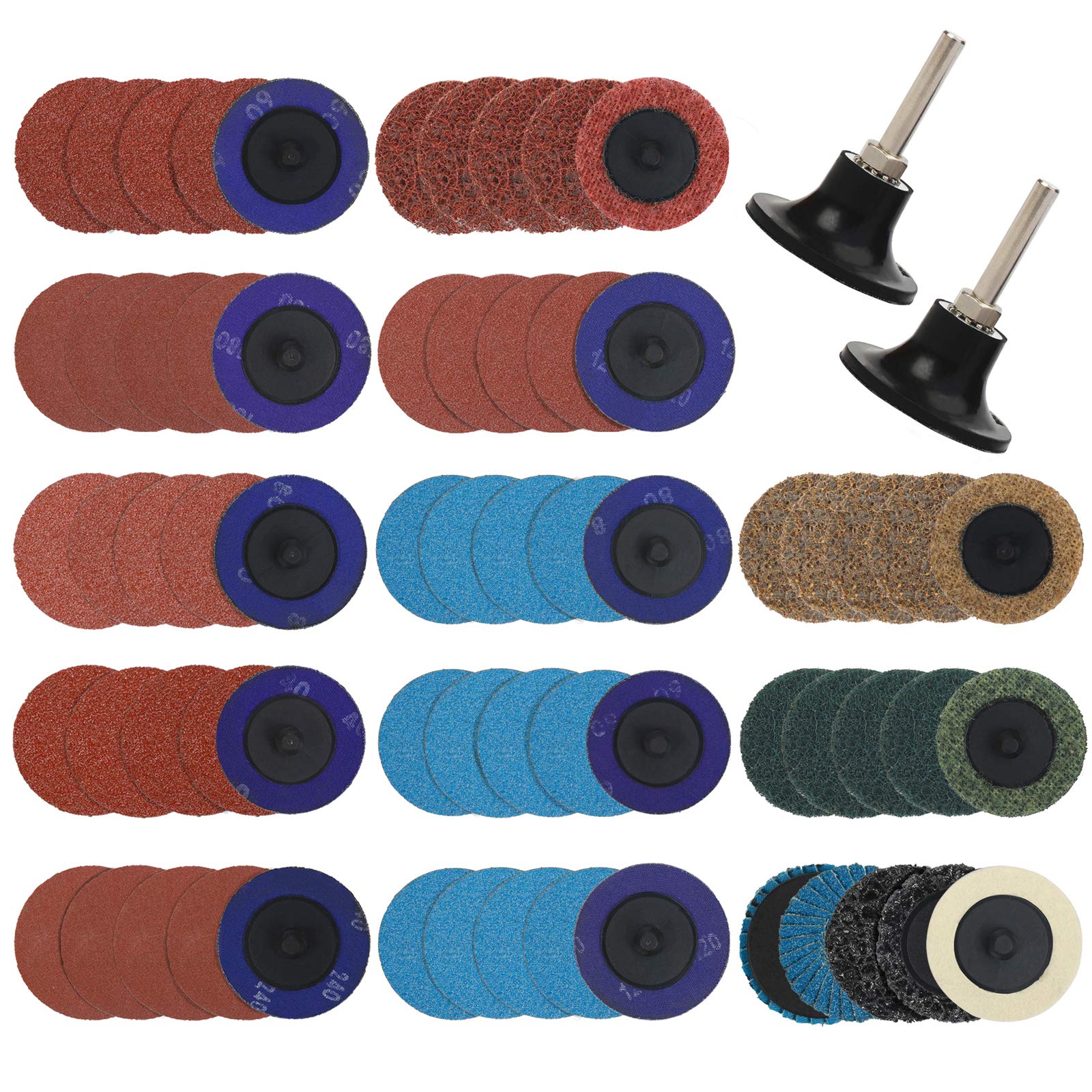 WORKPRO 101-pieces sanding discs set with 2 inch discs and holders for versatile surface prep