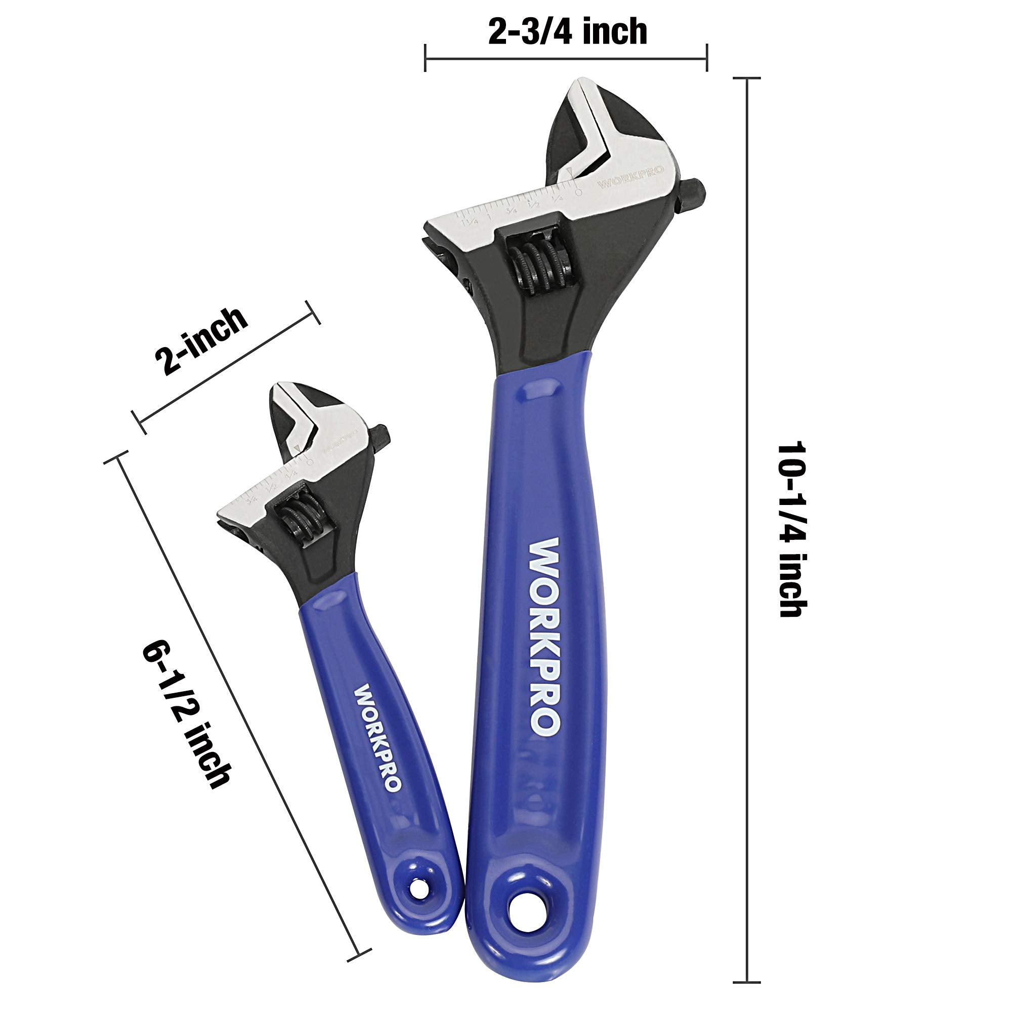 WORKPRO 10-inch adjustable wrench jaw close, smooth operation for steady tightening.