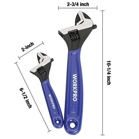 WORKPRO 10-inch adjustable wrench jaw close, smooth operation for steady tightening.