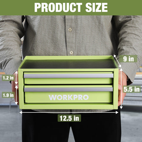 WORKPRO mini tool box with two drawers keeps small tools neatly organized