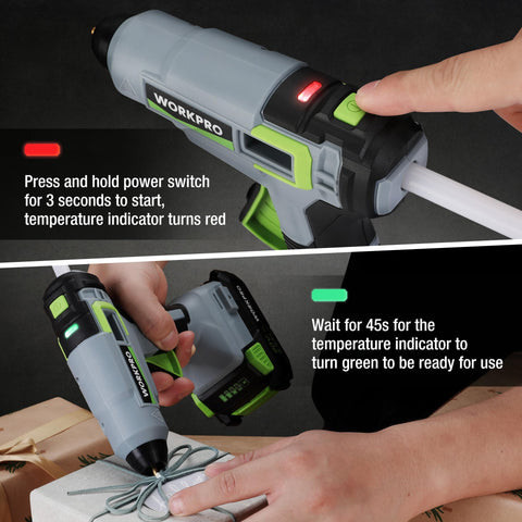 WorkPRO 12 glue sticks included for instant projects