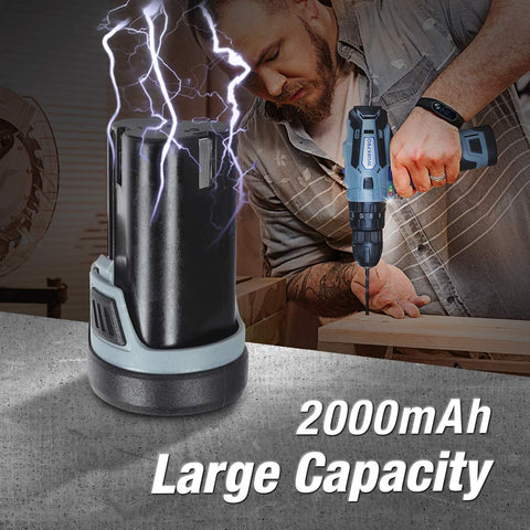 WORKPRO 12V battery pack side profile showing slim, portable design for easy swaps.