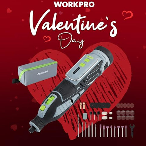 Battery and motor assembly of WORKPRO 12V cordless rotary tool for portable power.