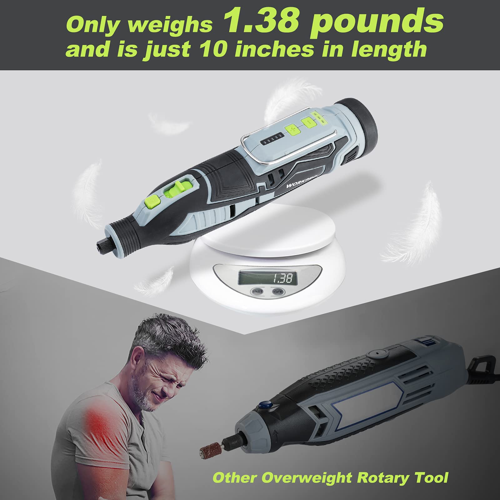 WORKPRO gift-ready rotary tool kit with organized bag for DIY enthusiasts.
