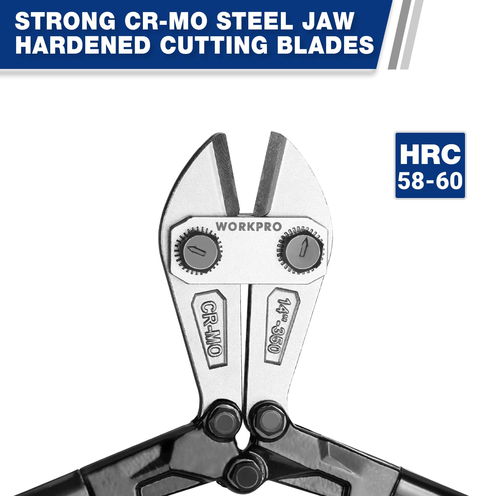 WORKPRO jaw close-up reveals hardened cutting edge for tough materials.