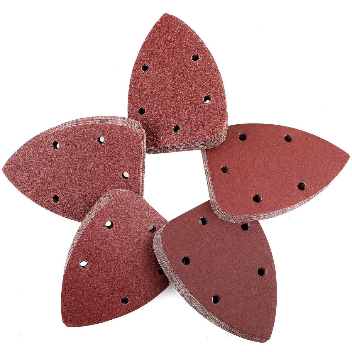 WORKPRO 150pcs mouse sander pads with 5-hole dust extraction for cleaner work.