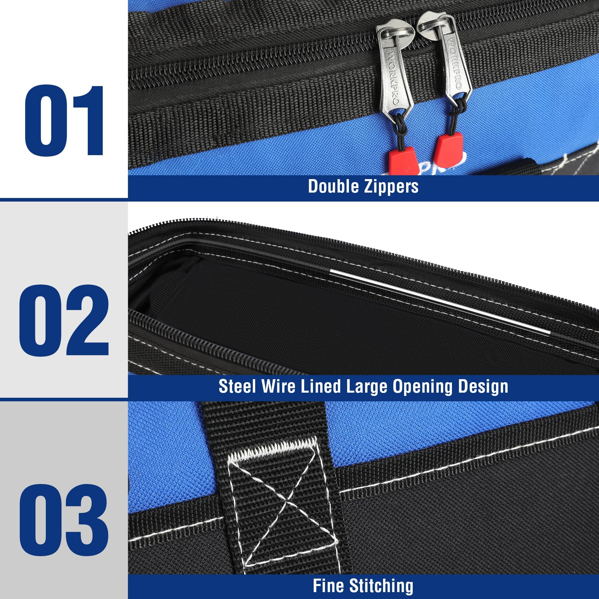 WORKPRO exterior pockets provide quick access to screwdrivers and small hardware.