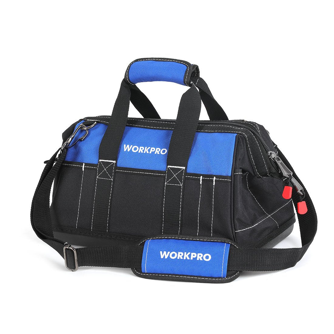 WORKPRO 16-inch tool bag with top-open design keeps tools accessible on the job.